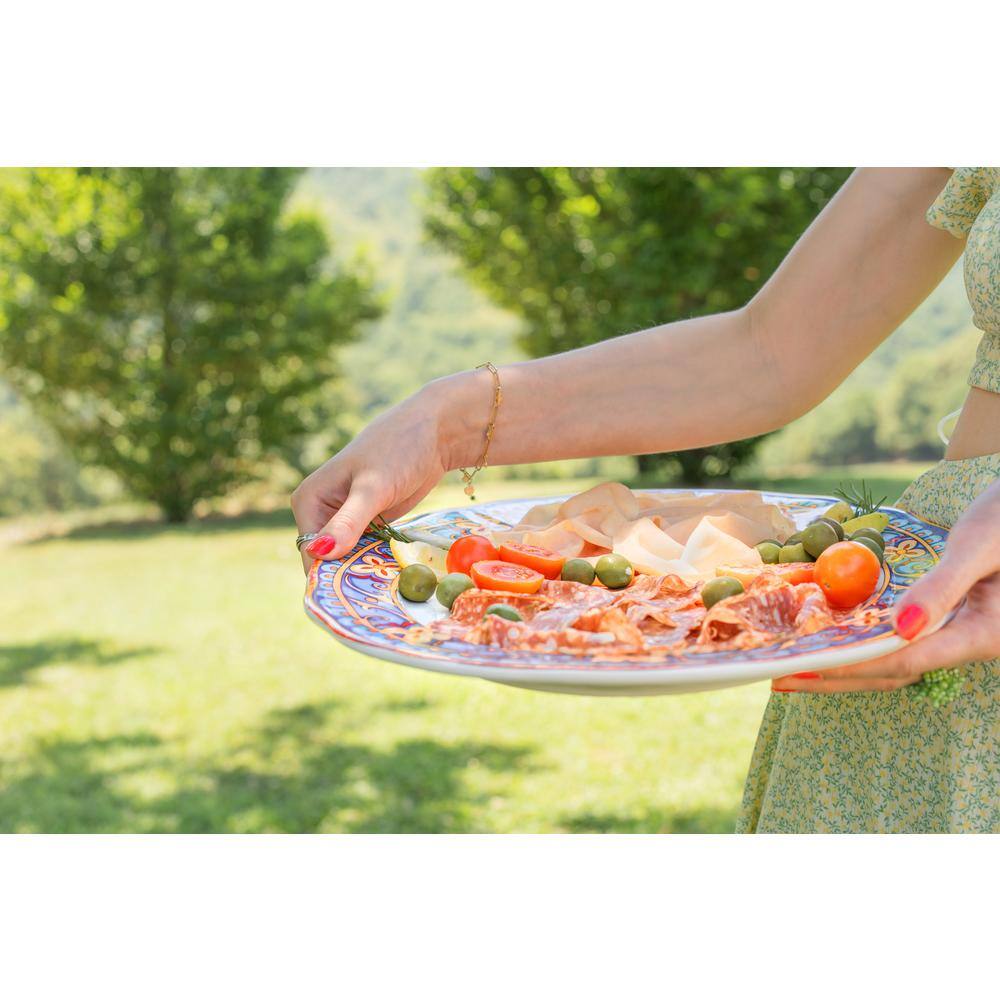 Duomo 18" Oval Ceramic Platter with Colorful Floral Design