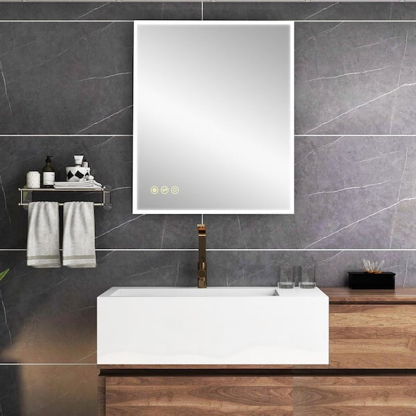 48 in. W x 36 in. H Rectangular Frameless Anti-Fog Wall Mounted LED Light Bathroom Vanity Mirror in Silver