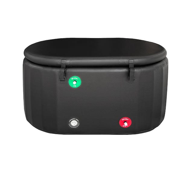 74 Gal. Cold Plunge 1-Person 0-Jet Oval Inflatable PVC Insulated Tub, Cover and Inflator