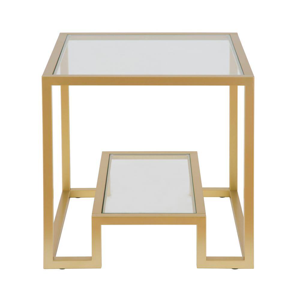 Athena 48" Gold Metal and Glass Rectangular Console Table