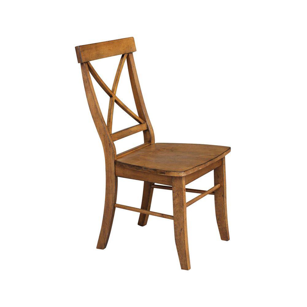 Elegant Pecan Brown Solid Wood Cross-Back Side Chair