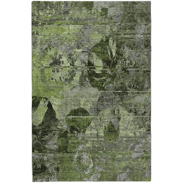 Dream Shag Premium Machine Washable Abstract ADS555 Green 8 ft. x 10 ft. Area Rug