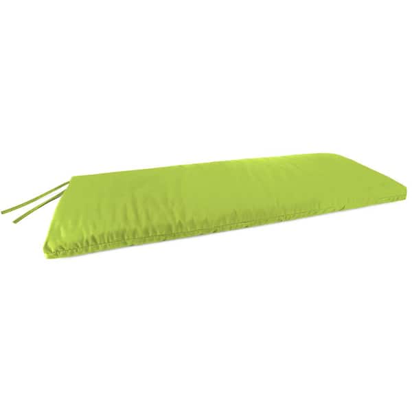 Sunbrella 48 in. x 18 in. Canvas Macaw Green Solid Rectangular Knife Edge Outdoor Settee Swing Bench Cushion with Ties