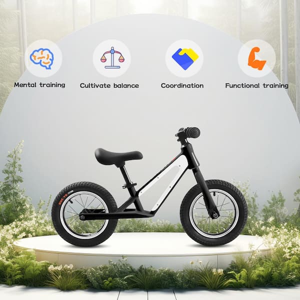 Tunearary Black Balance Bike with Magnesium Alloy Frame 12 in