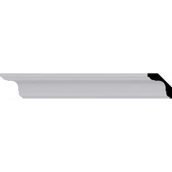 Ekena Millwork 2-1/4 in. D x 2-1/4 in. W x 94-1/2 in. L Polyurethane Jefferson Traditional Smooth Crown Moulding 12-Pack