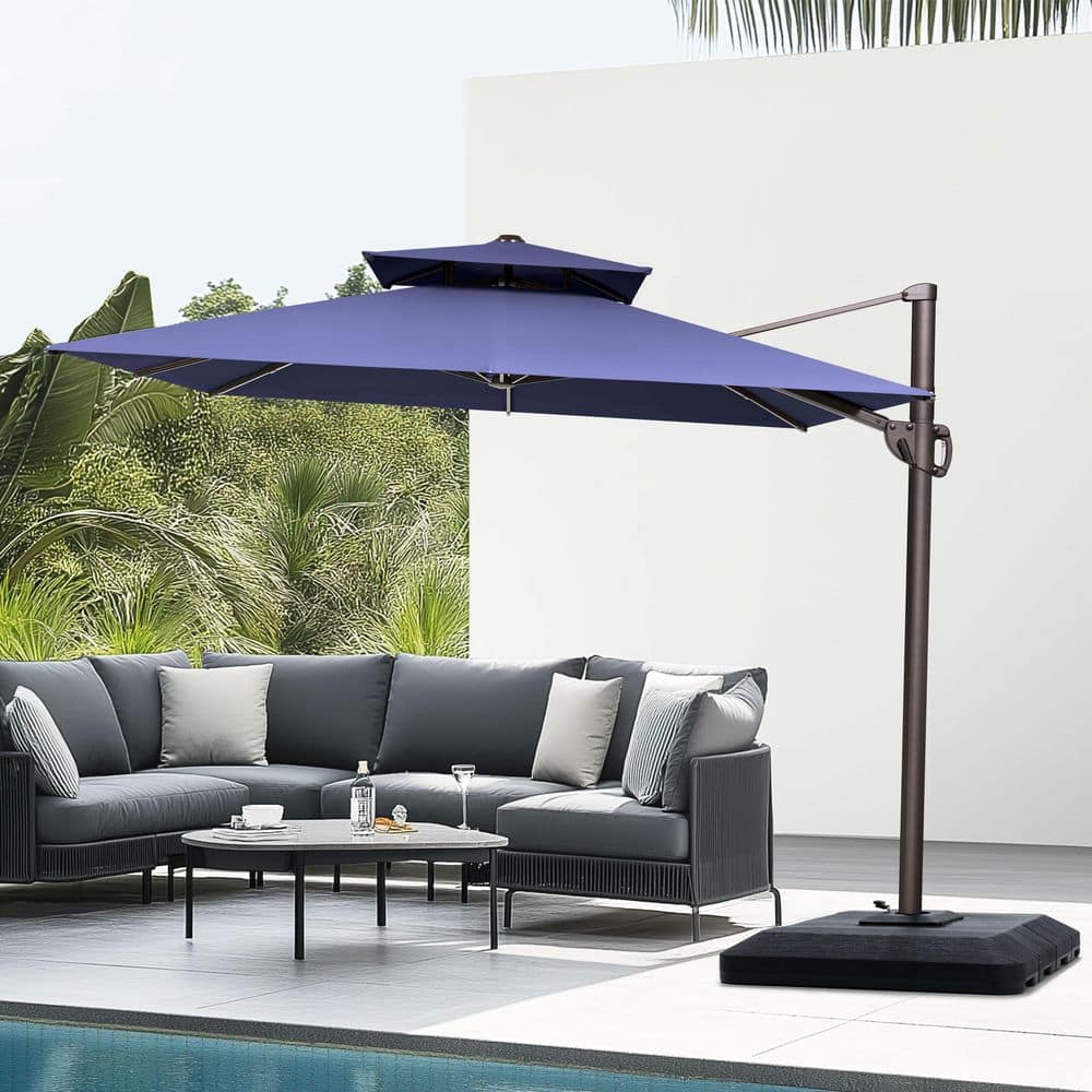 Double Top 9 ft. x 12 ft. 360° Swivel Offset Cantilever Patio Umbrella in Navy Blue with 240 lbs. Weighted Stand price history on PriceWatchPro