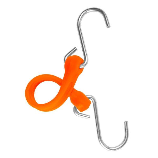 The Perfect Bungee 7 in. EZ-Stretch Polyurethane Bungee Strap with Galvanized S-Hooks (Overall Length: 12 in.) in Orange