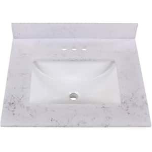 25 in. W x 22 in. D Cultured Marble White Rectangular Single Sink Vanity Top in Pulsar