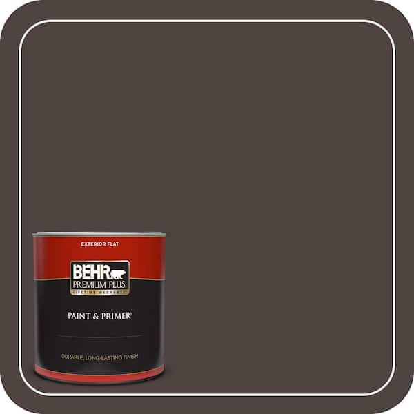 BEHR PREMIUM PLUS 1 qt. #790B-7 Bitter Chocolate Flat Exterior Paint & Primer