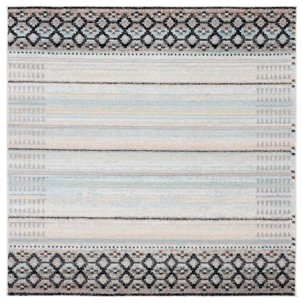 SAFAVIEH Adirondack Ivory/Blue Gray 6 ft. x 6 ft. Diamond Border Square Area Rug