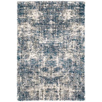 8 Ft X 10 Abstract Area Rug, Gray And Blue Rug