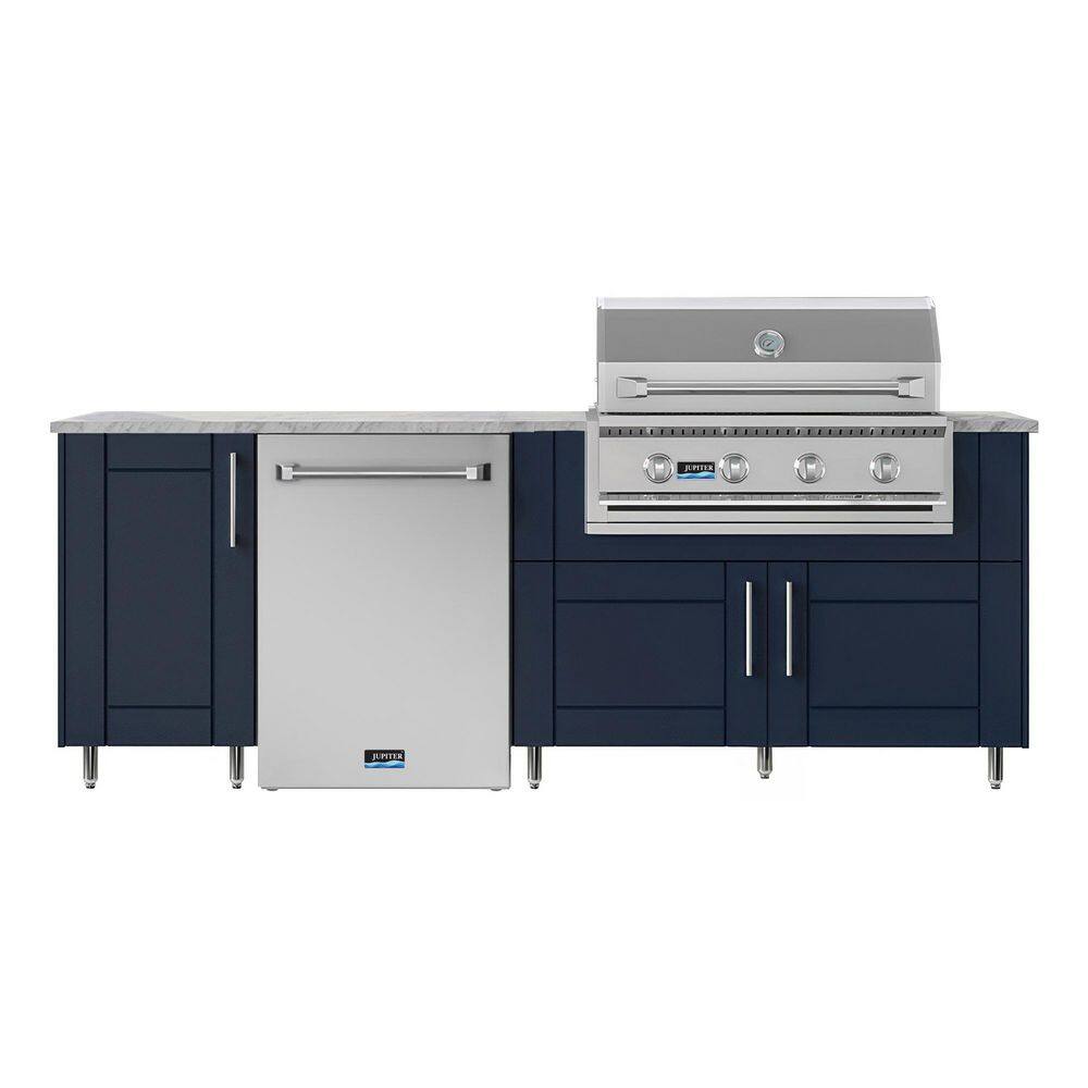 Sundown 90.5 in. W 4-Burner Propane Grill Island in Stainless Steel Sanibel Sapphire Blue with 2 Roll-Out Tray Cabinet price history on PriceWatchPro