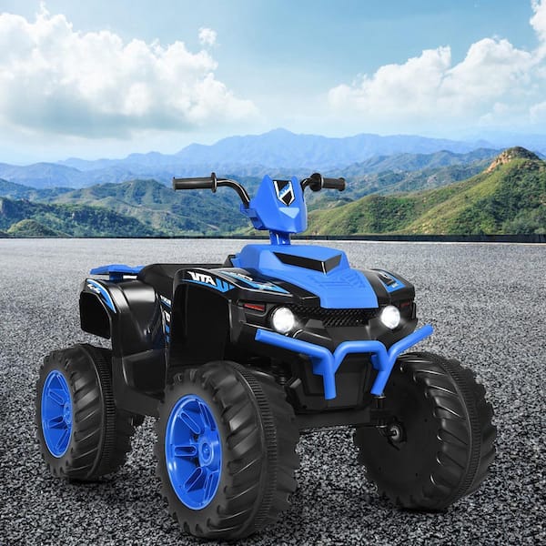 12-Volt Electric Kids Ride On Car ATV 4-Wheeler Quad with Music LED Light Navy