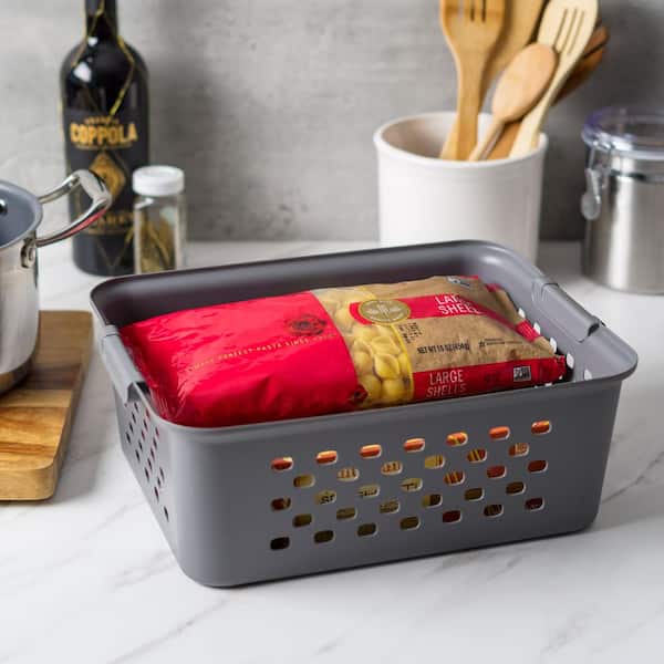 IRIS 13 qt. Organizer Storage Basket in Gray with Built in Handle
