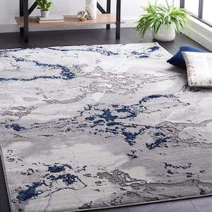 Craft Gray/Blue 8 ft. x 10 ft. Marbled Abstract Area Rug