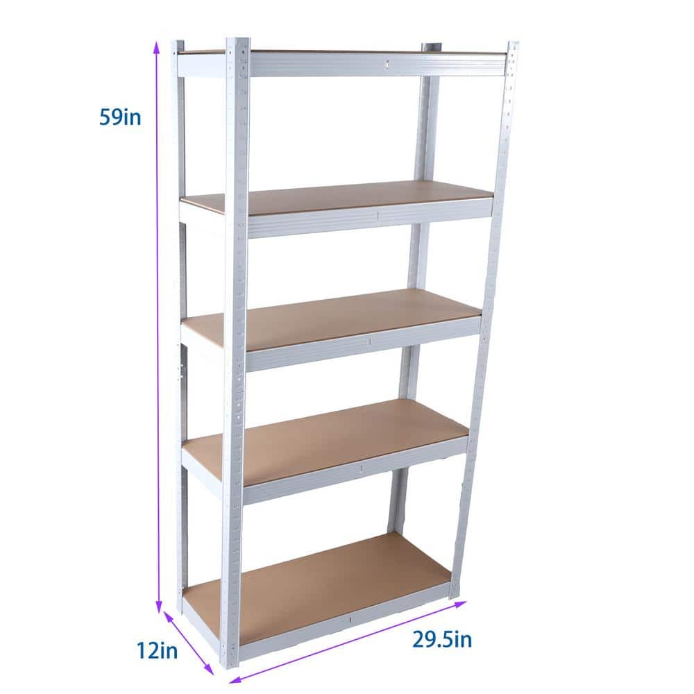 White 5-Shelf Adjustable Metal Pantry Organizer Rack