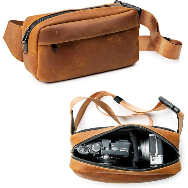Legacy Compact Camera Sling Cross-body Bag in Genuine Leather Black or Tan