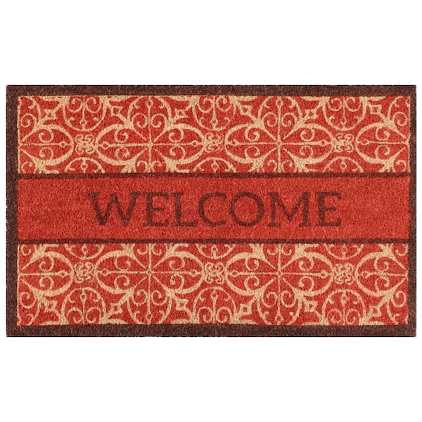 TrafficMaster Welcome Pattern Red 18 in. x 30 in. Indoor Door Mat