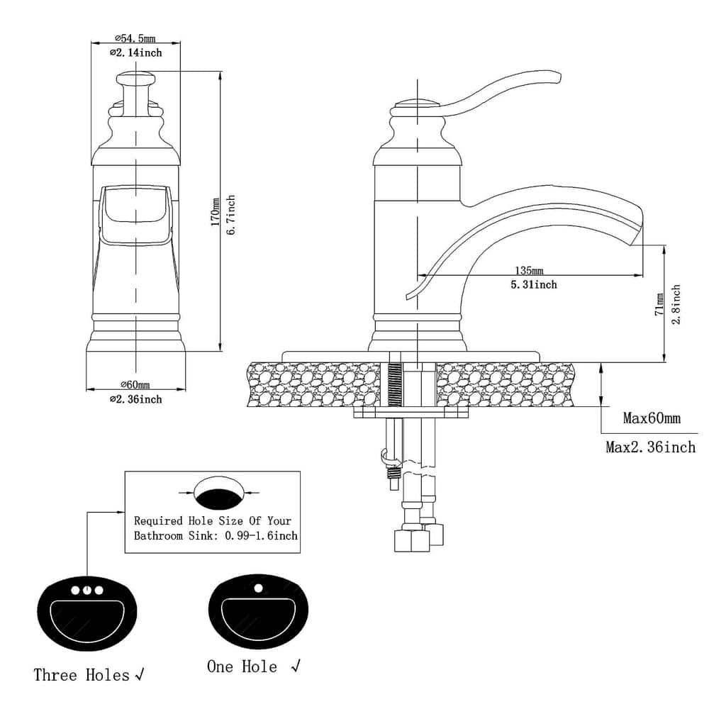 Oil Rubbed Bronze Single Handle Waterfall Bathroom Faucet