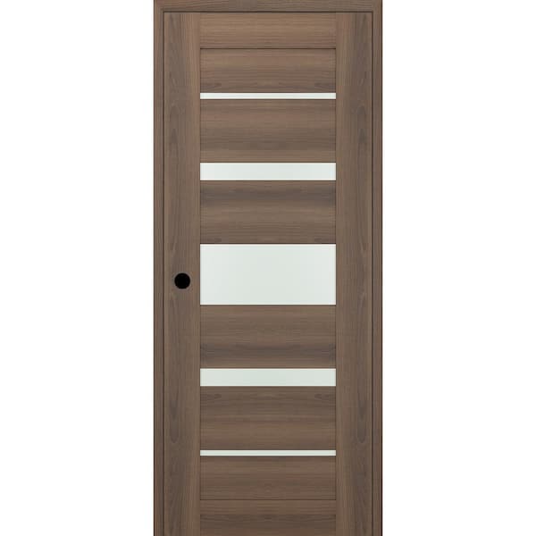 Belldinni Vona 07-03 Diy-Friendly 32 in. X 84 in. Right-Hand Frosted Glass Pecan Nutwood Wood Composite Single Swing Interior Door