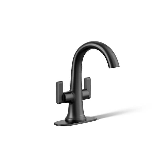 KOHLER Setra Single Hole 2-Handle Monoblock Bathroom Faucet in Matte Black