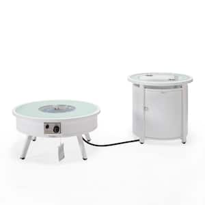Walbrooke Patio Round Fire Pit and Tank Holder (White)
