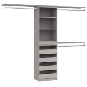Modular Storage 73.38 in. to 93.43 in. W Smoky Taupe Reach-In Tower Wall Mount 5-Shelf Wood Closet System