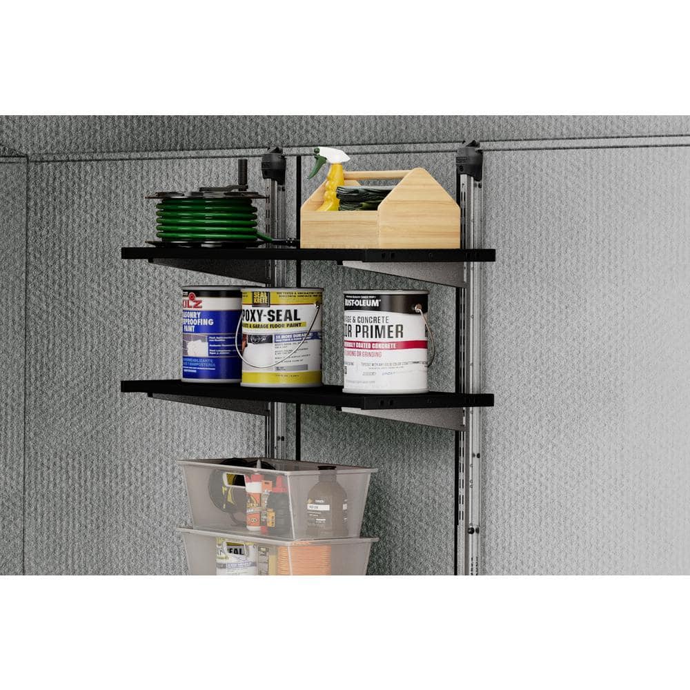 Black Steel Reinforced Adjustable Storage Shed Shelf Kit, 40 Inch