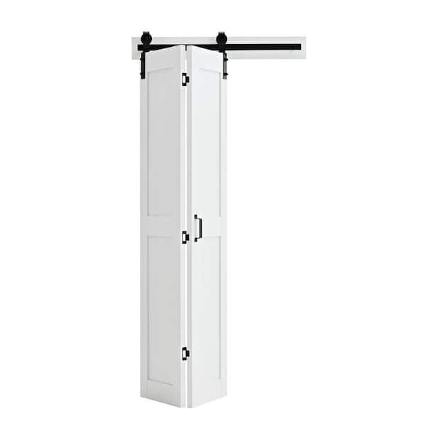 Bifold Barn Door, MDF Bi-Fold Sliding Closet Doors, Header Board, 1.38 in. W White 1-Door Access Door Unit
