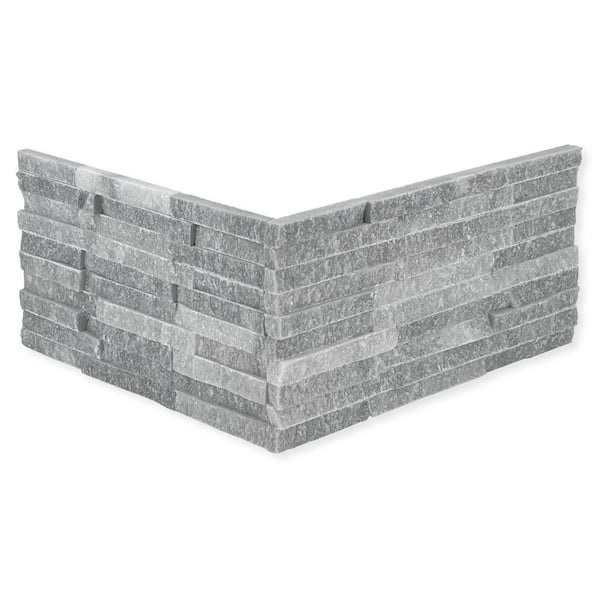 Slender Strip Corner 3 in. x 12 in. Celestial White Split Face Marble Wall Tile (5.28 sq. ft./Case)