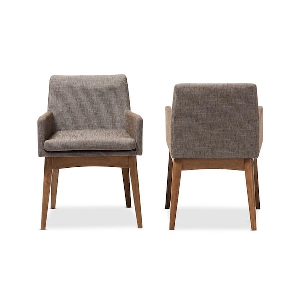 Baxton Studio Nexus Gray Fabric, Padded Dining Chairs With Arms