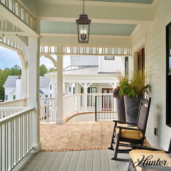 Hunter Spring Cove 3 Light Matte Bronze Rectangle Hardwired Outdoor Lighting for Foyer / Entry Way