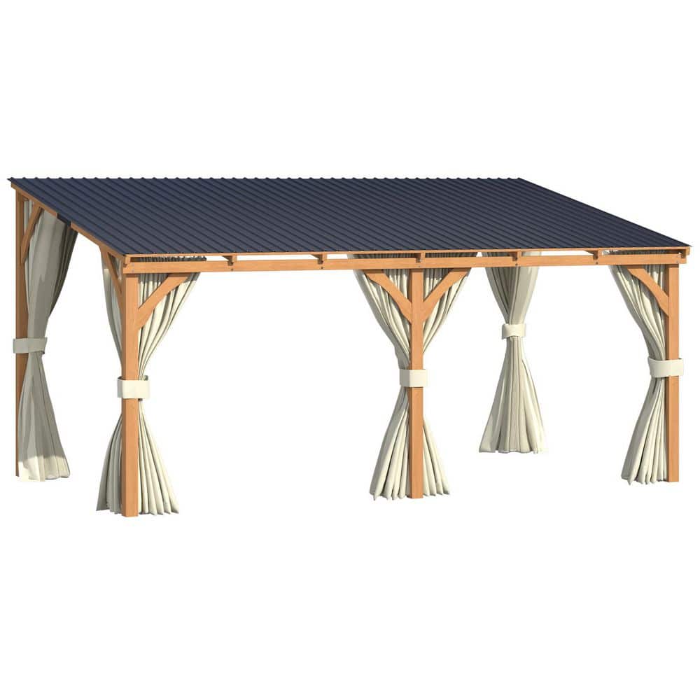 16 ft. x 10 ft. Outdoor Wooden Pergola Gazebo with Curtains and Netting for Patio price history on PriceWatchPro