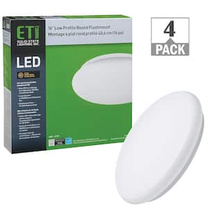 16 in. Round LED Flush Mount Ceiling Light Closet Bathroom Lighting Hallway 120-277 Volt 2700K Warm White (4-Pack)