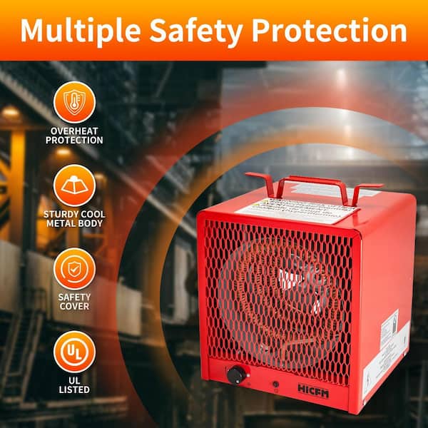 AFAIF - Electric Portable Fan-Forced Heater 240V 4800-Watt, Fast Heats up to 500 sq. ft, Carry Handle and Overheat Protection