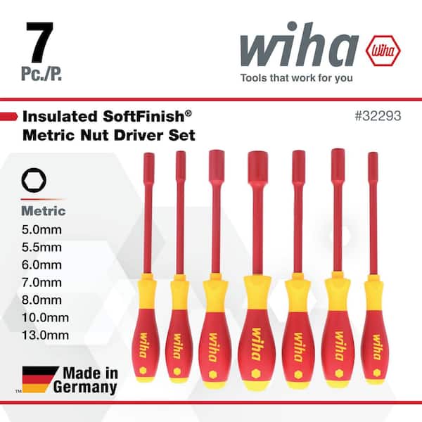 1000-Volt Insulated SoftFinish Nut Screwdriver Set - Metric (7-Piece)