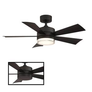 Wynd 42 in. Indoor/Outdoor Matte Black 5-Blade Smart Ceiling Fan with 3000K LED Light Kit and Remote