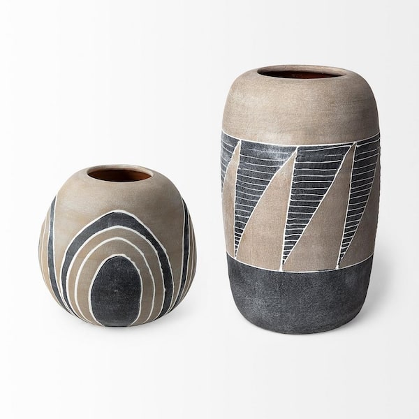 Mercana Cove Grey/Brown Ceramic Vase