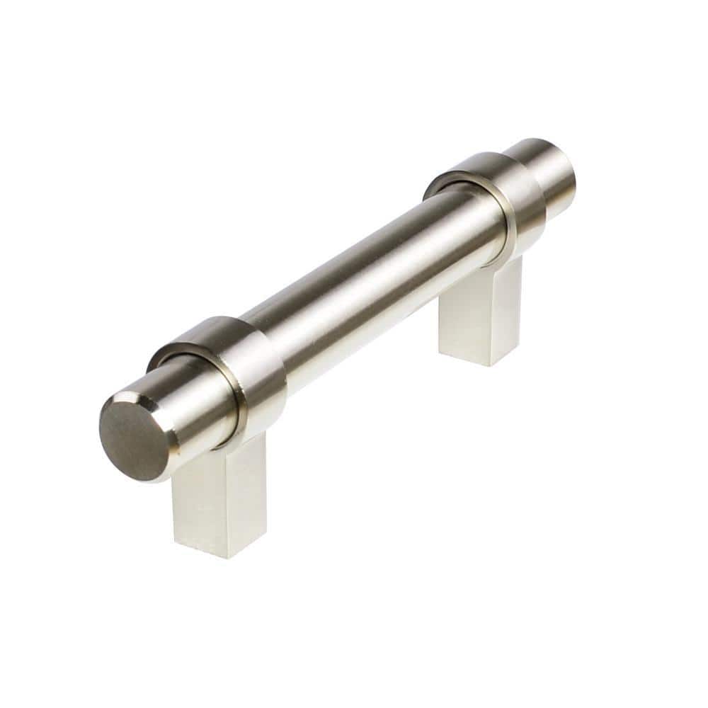 3 in. (76 mm) Center-to-Center Satin Nickel Modern Straight Bar Cabinet ...