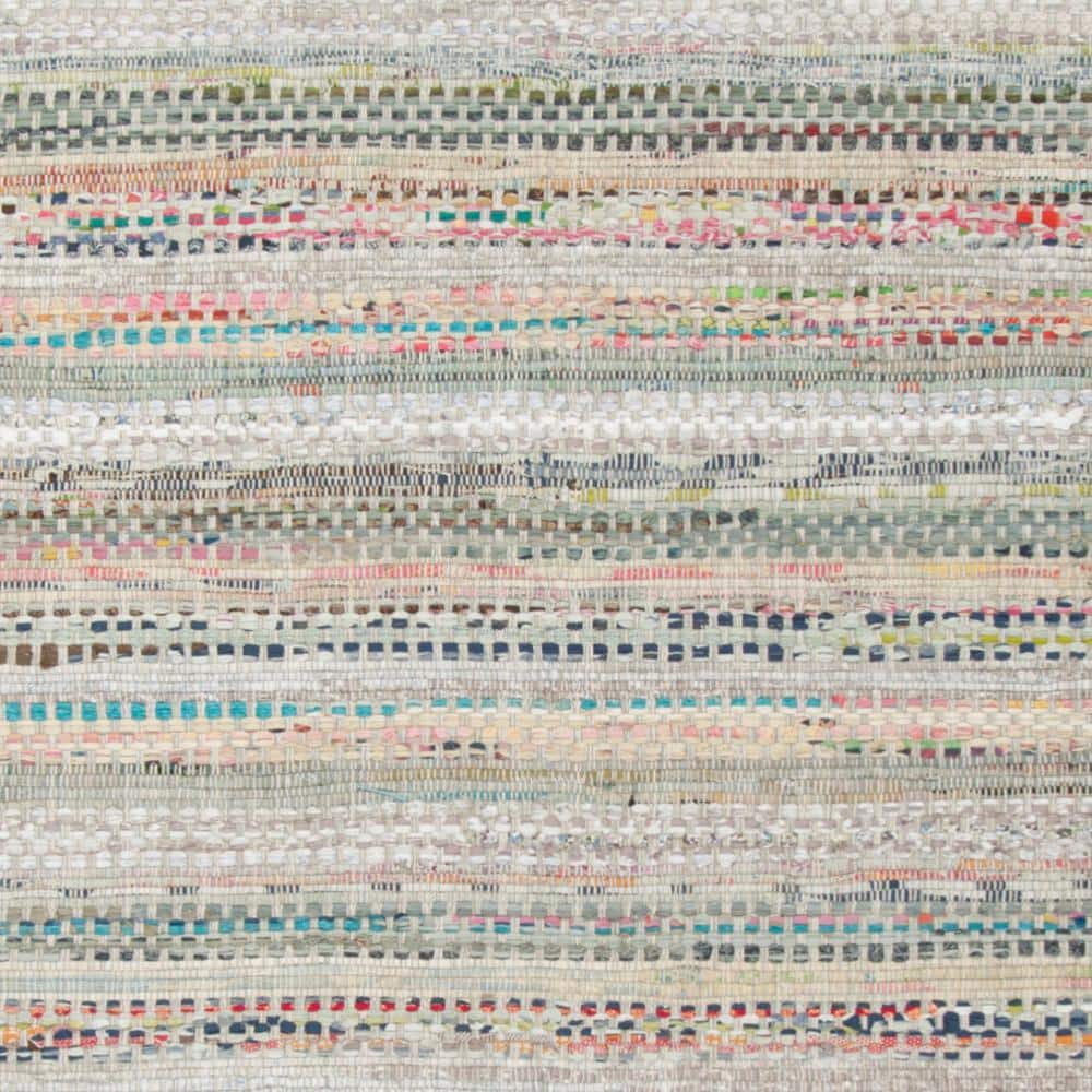 Grey and Multicolor Handwoven Wool Cotton Stripe Area Rug