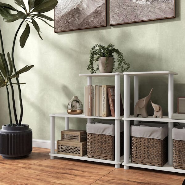 Quincy 30.1 in. Tall White Engineered Wood 5-Shelf Modular Bookcase With Support Rods