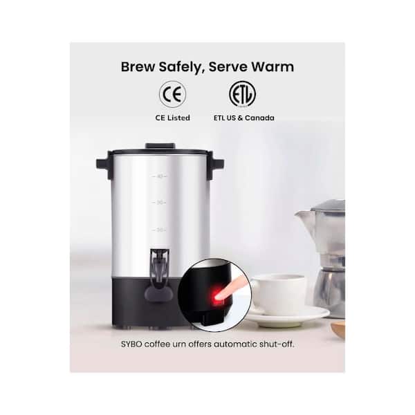 SYBO Commercial Grade Stainless Steel Percolate 30-Cups Coffee Maker Hot  Water Urn 3.5 L SR-CP35CTHD - The Home Depot