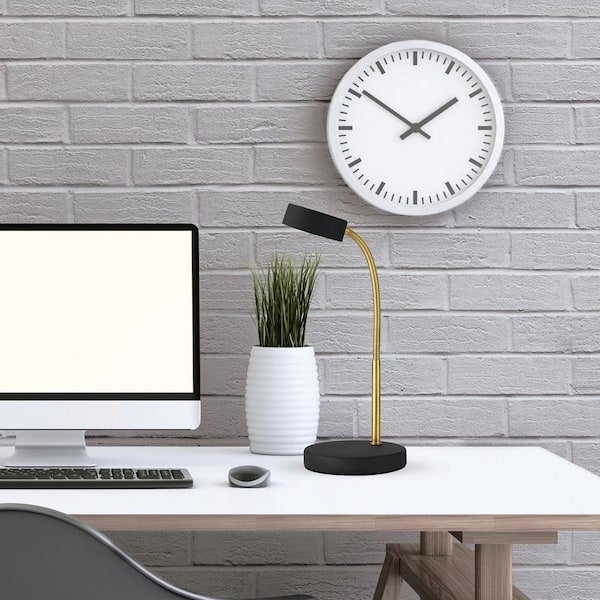 15 in. Matte Black Integrated LED Desk Lamp