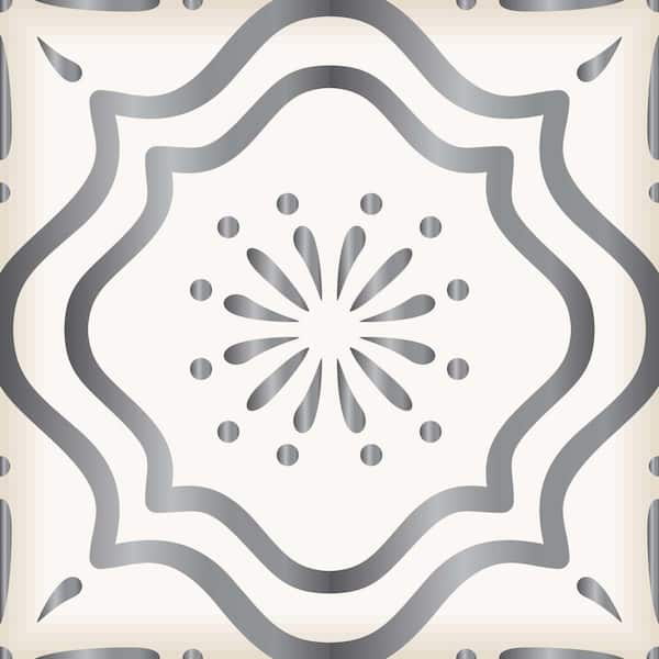 MI ALMA 5 in. x 5 in. Gray and Off-White B506 Vinyl Peel and Stick Tile (24 Tiles, 4.17 sq. ft./pack)