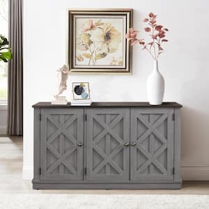 48 in. 3-Door Gray Sideboard Buffet Table Accent Cabinet