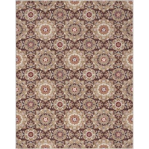 Brown 7 ft. 10 in. x 9 ft. 10 in. Flat-Weave Kings Court Victoria Transitional Mosaic Pattern Area Rug