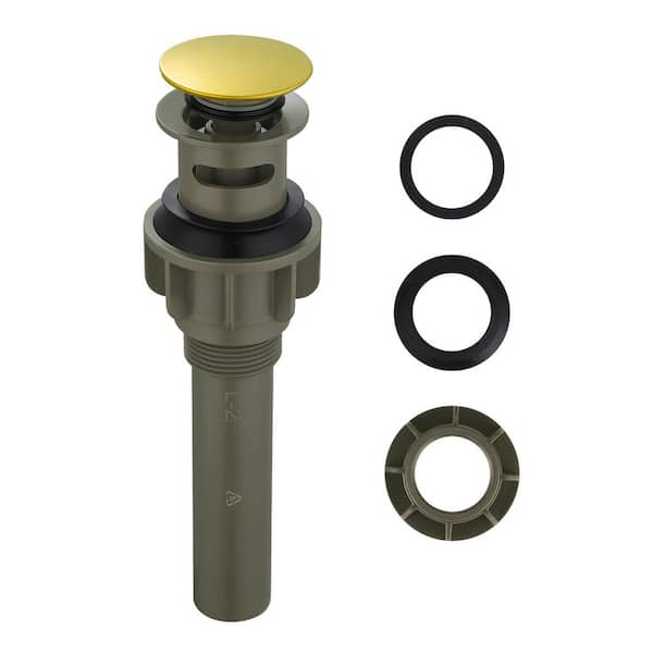(1-Pack) ABS Pop-Up Drain Assembly with Overflow for Bathroom Sink in Brushed Gold