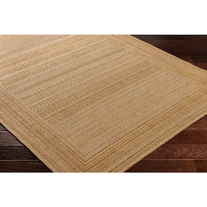 Pismo Beach Natural Wheat Stripe 8 ft. x 8 ft. Round Indoor/Outdoor Area Rug
