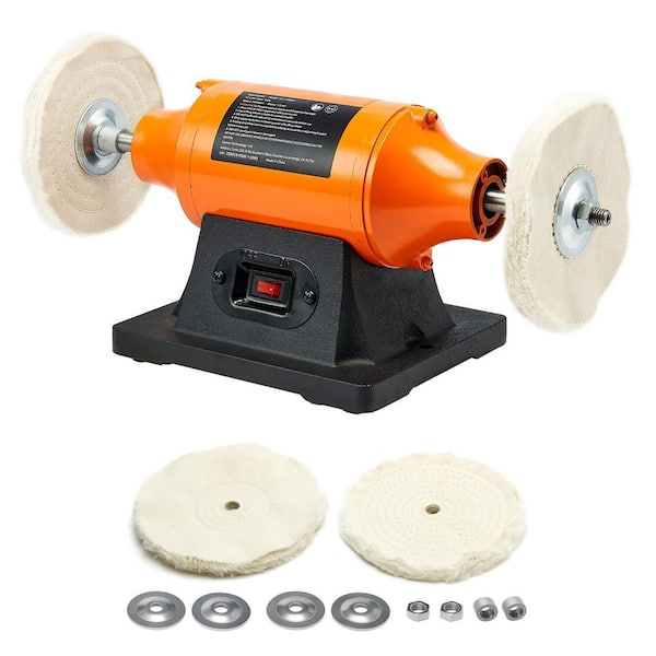 3/4HP 8 in. Bench Buffer Polisher, 3450RPM Single Speed, Cast Iron Base, 2 Cloth Wheels for Metal, Jewelry, Wood