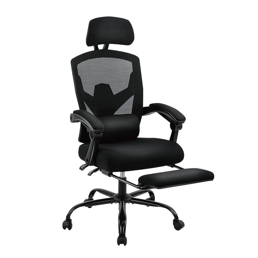 Nylon Mesh Swivel Office Chair Computer Chair Desk Chair with 4D Adjustable Armrests and Retractable Ottoman in Black price history on PriceWatchPro